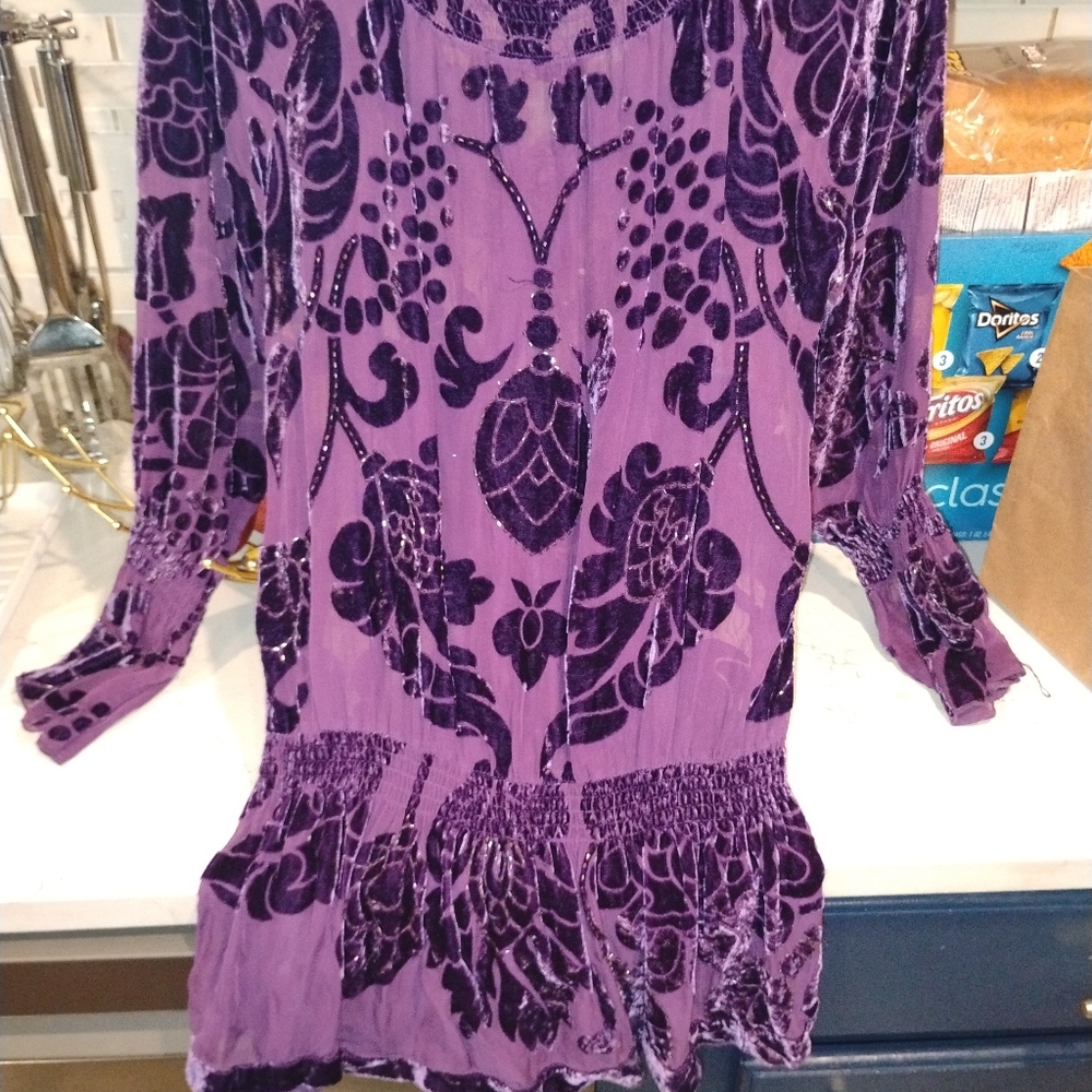 Hale Bob Purple Velvet Blouse - Picture 2 of 5